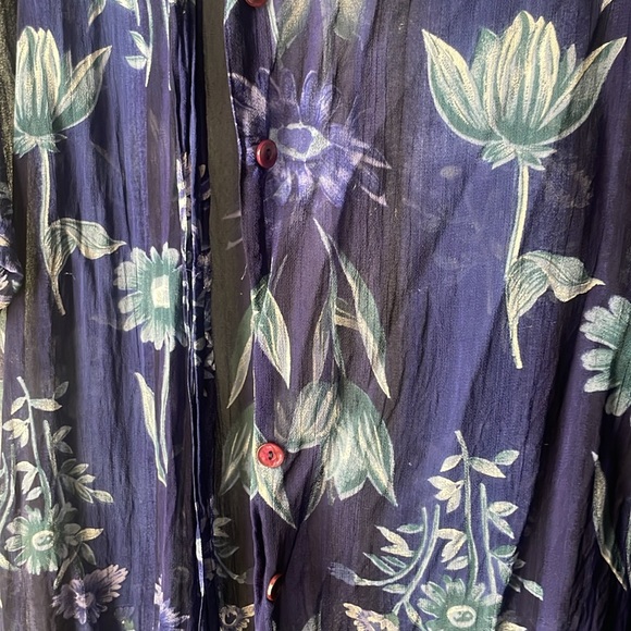 Vintage Erena Woman matching two piece sheer rayon tank & button down - Picture 2 of 7